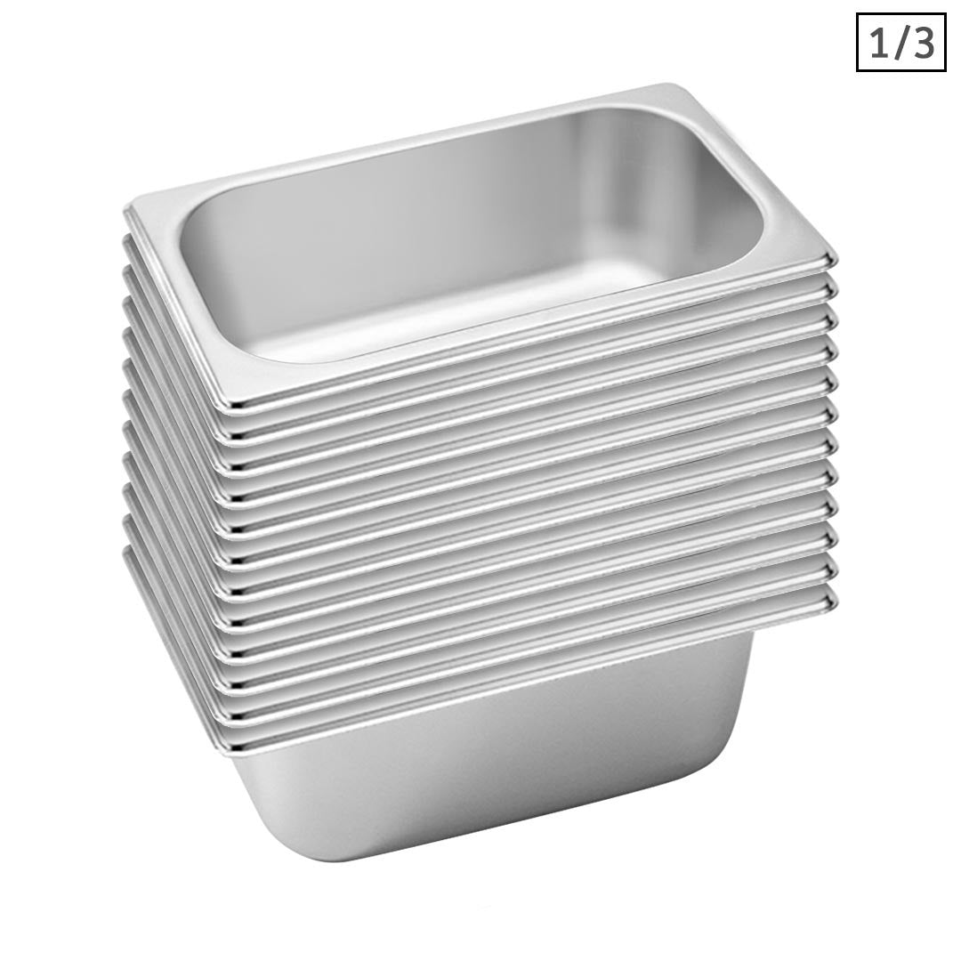 Premium 12X Gastronorm GN Pan Full Size 1/3 GN Pan 10cm Deep Stainless Steel Tray - image1