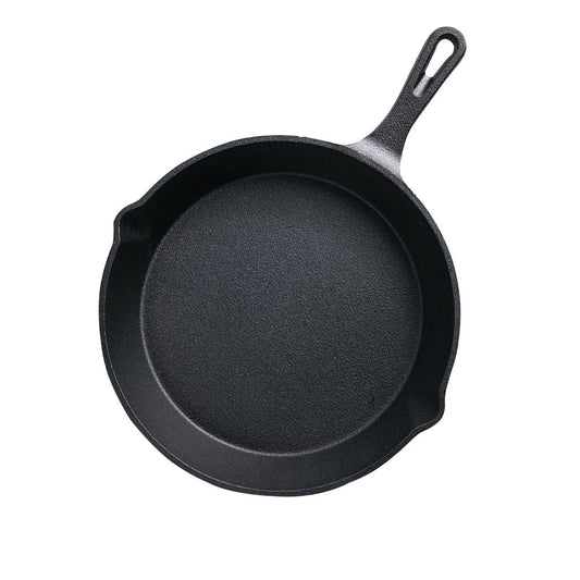 Premium 26cm Round Cast Iron Frying Pan Skillet Steak Sizzle Platter with Handle - image1