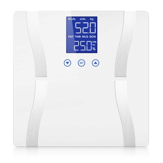 Premium Glass LCD Digital Body Fat Scale Bathroom Electronic Gym Water Weighing Scales White - image1