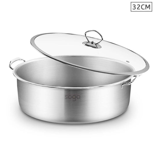 Premium Stainless Steel Casserole With Lid Induction Cookware 32cm - image1
