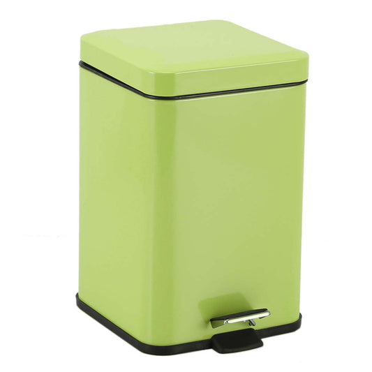 Premium Foot Pedal Stainless Steel Rubbish Recycling Garbage Waste Trash Bin Square 12L Green - image1