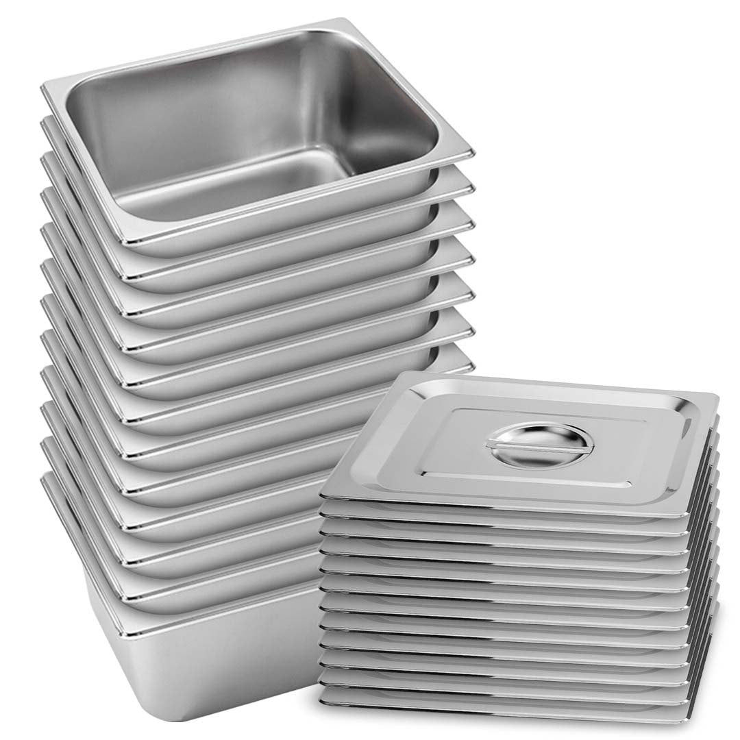 Premium 12X Gastronorm GN Pan Full Size 1/2 GN Pan 15cm Deep Stainless Steel With Lid - image1