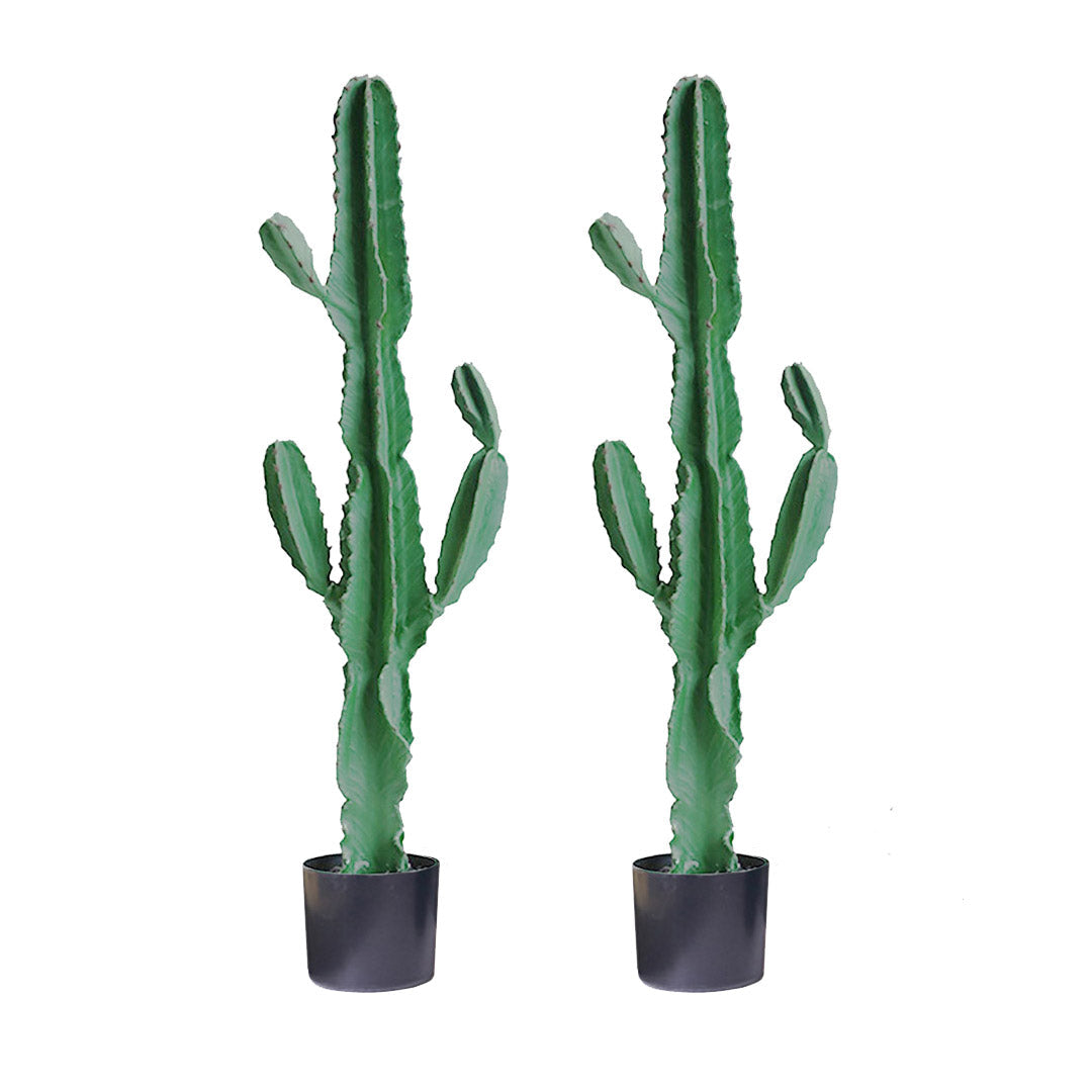 Premium 2X 120cm Green Artificial Indoor Cactus Tree Fake Plant Simulation Decorative 6 Heads - image1