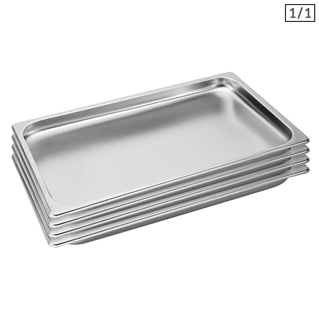 Premium 4X Gastronorm GN Pan Full Size 1/1 GN Pan 2cm Deep Stainless Steel Tray - image1