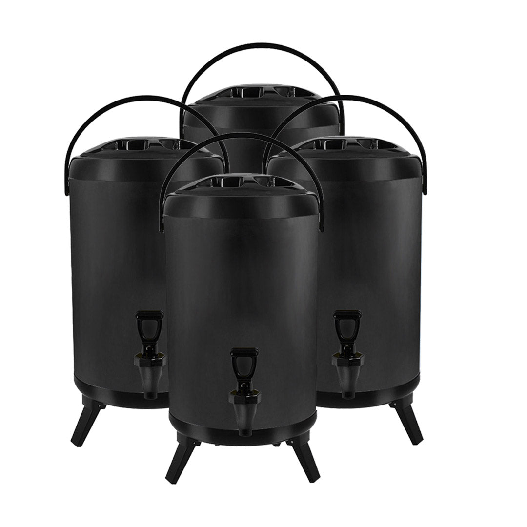 4X 8L Stainless Steel Insulated Milk Tea Barrel Hot and Cold Beverage Dispenser Container with Faucet Black - image1