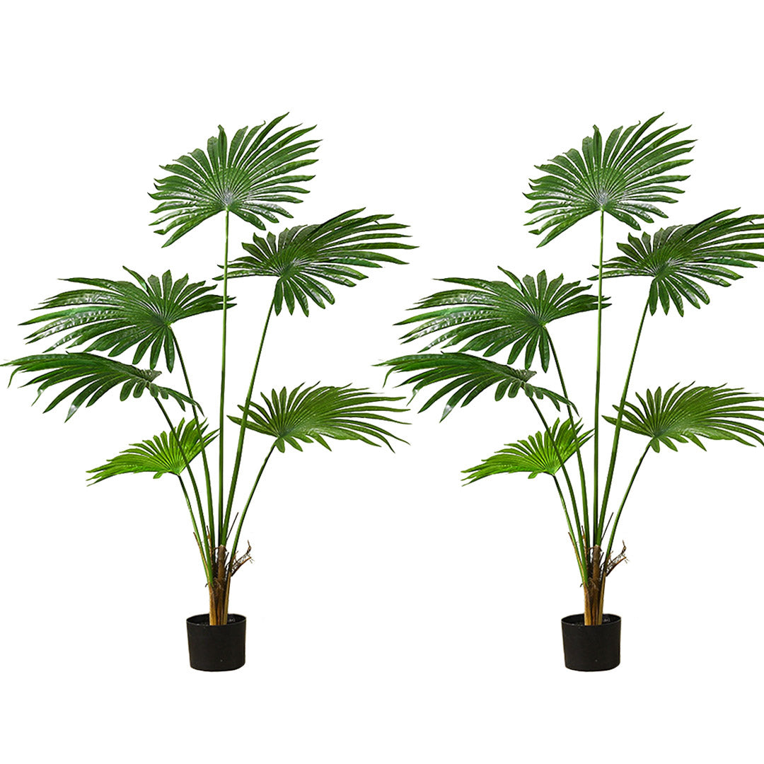 Premium 2X 120cm Artificial Natural Green Fan Palm Tree Fake Tropical Indoor Plant Home Office Decor - image1