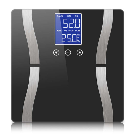 Premium Glass LCD Digital Body Fat Scale Bathroom Electronic Gym Water Weighing Scales Black - image1