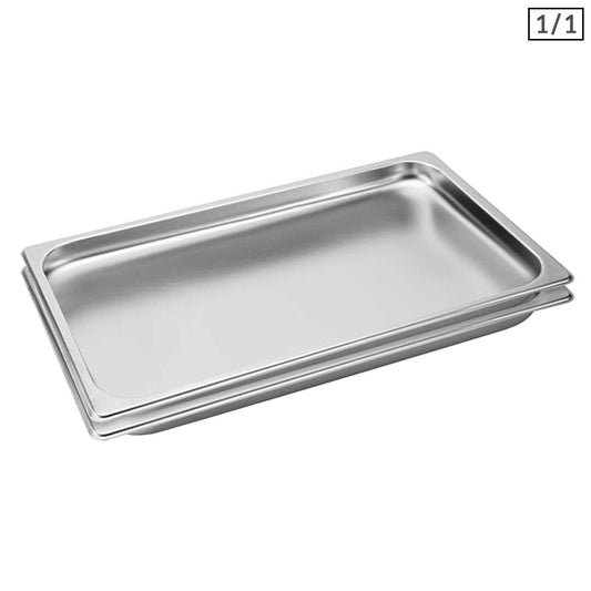 Premium 2X Gastronorm GN Pan Full Size 1/1 GN Pan 2cm Deep Stainless Steel Tray - image1