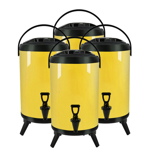 Premium 4X 12L Stainless Steel Insulated Milk Tea Barrel Hot and Cold Beverage Dispenser Container with Faucet Yellow - image1