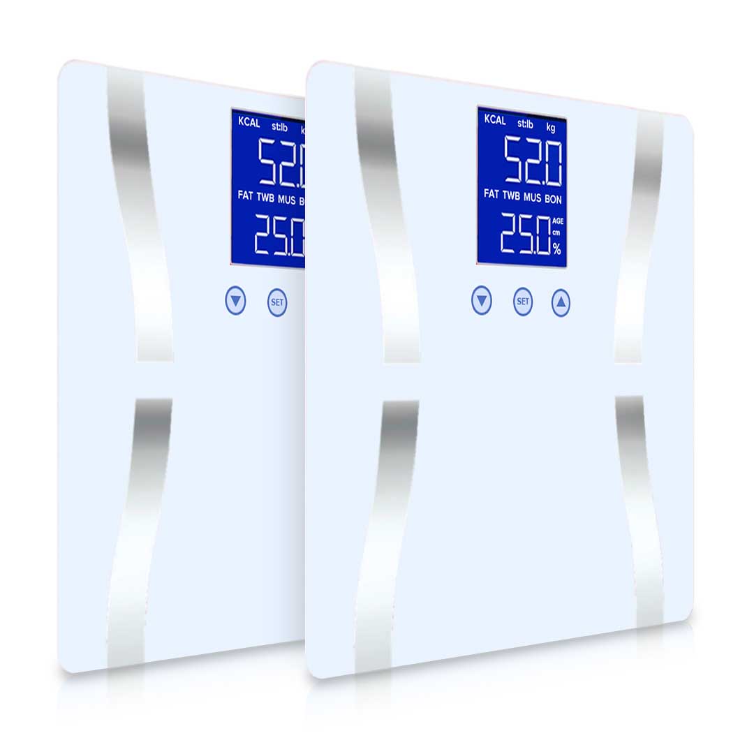Premium 2X Glass LCD Digital Body Fat Scale Bathroom Electronic Gym Water Weighing Scales White - image1