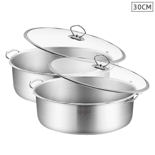 Premium 2X Stainless Steel 30cm Casserole With Lid Induction Cookware - image1