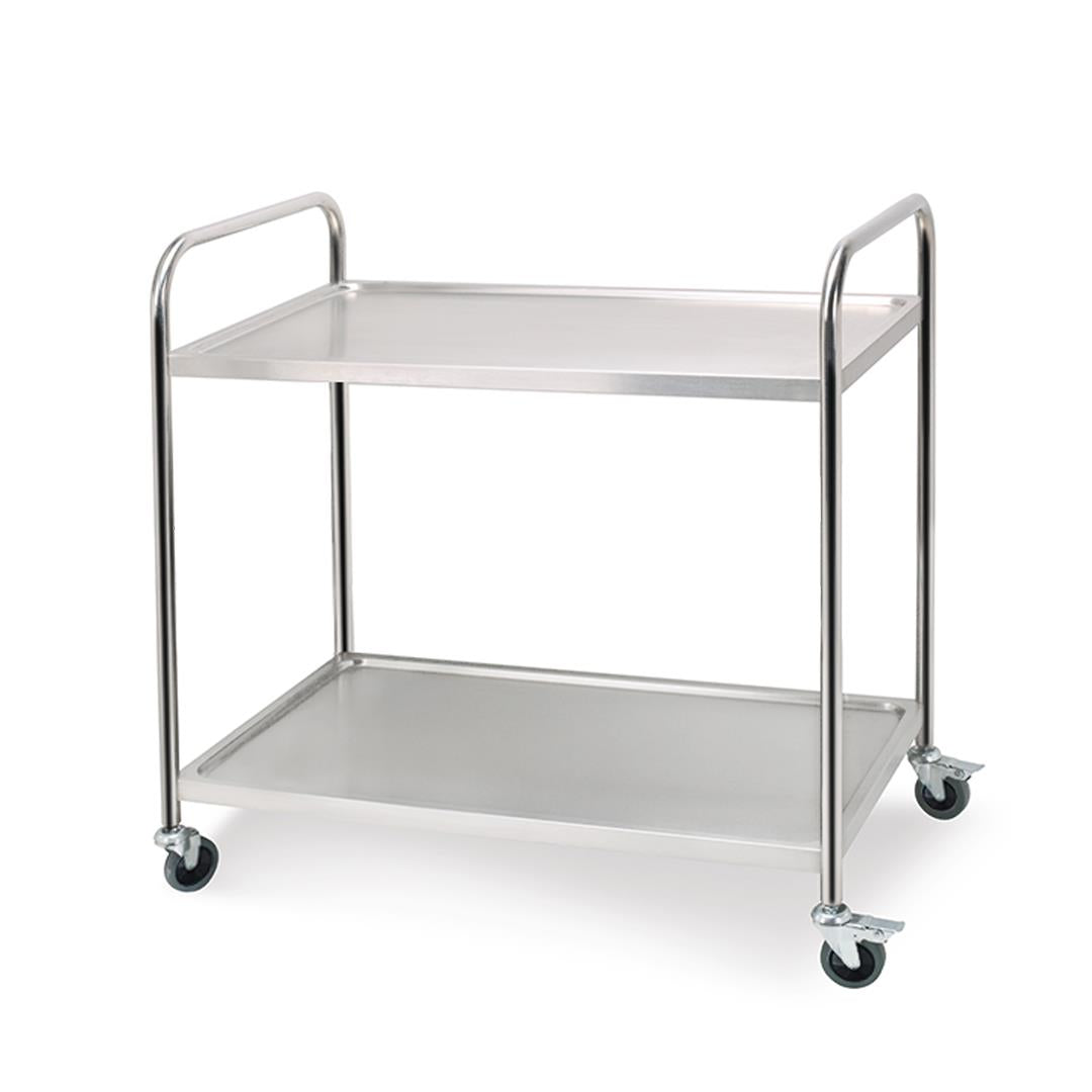 Premium 2 Tier Stainless Steel Kitchen Dining Food Cart Trolley Utility Round 81x46x85cm Small - image1