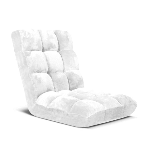 Floor Recliner Folding Lounge Sofa Futon Couch Folding Chair Cushion White - image1