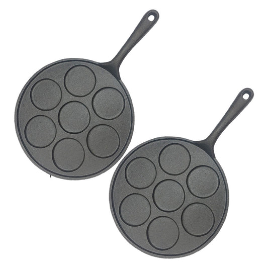 Premium 2X 23cm Cast Iron Takoyaki Fry Pan Octopus Balls Maker 7 Hole Cavities Grill Mold - image1