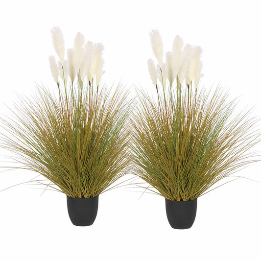 Premium 2X 137cm Artificial Indoor Potted Reed Bulrush Grass Tree Fake Plant Simulation Decorative - image1