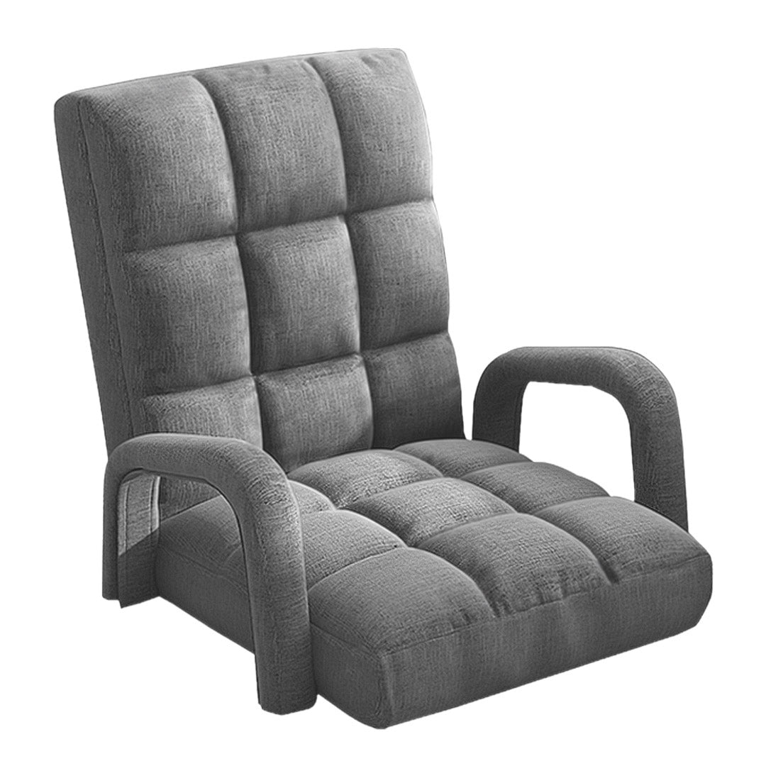 Premium Foldable Lounge Cushion Adjustable Floor Lazy Recliner Chair with Armrest Grey - image1