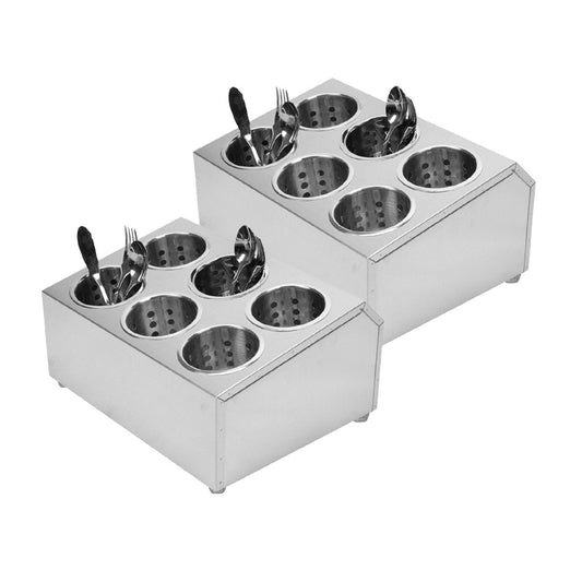 Premium 2X 18/10 Stainless Steel Commercial Conical Utensils Cutlery Holder with 6 Holes - image1