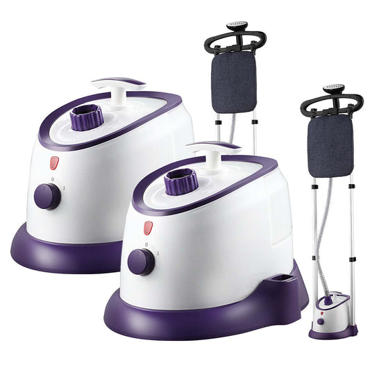 2X Garment Steamer Vertical Twin Pole Clothes 1700ml 1800w Steaming Kit Purple - image1