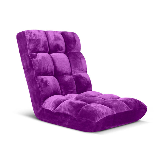 Premium Floor Recliner Folding Lounge Sofa Futon Couch Folding Chair Cushion Purple - image1