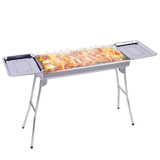 Premium Skewers Grill with Side Tray Portable Stainless Steel Charcoal BBQ Outdoor 6-8 Persons - image1