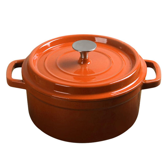 Premium Cast Iron Enamel Porcelain Stewpot Casserole Stew Cooking Pot With Lid 3.6L Orange 24cm - image1