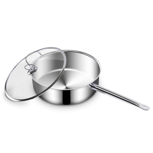 Premium 28cm Stainless Steel Saucepan Sauce pan with Glass Lid and Helper Handle Triple Ply Base Cookware - image1