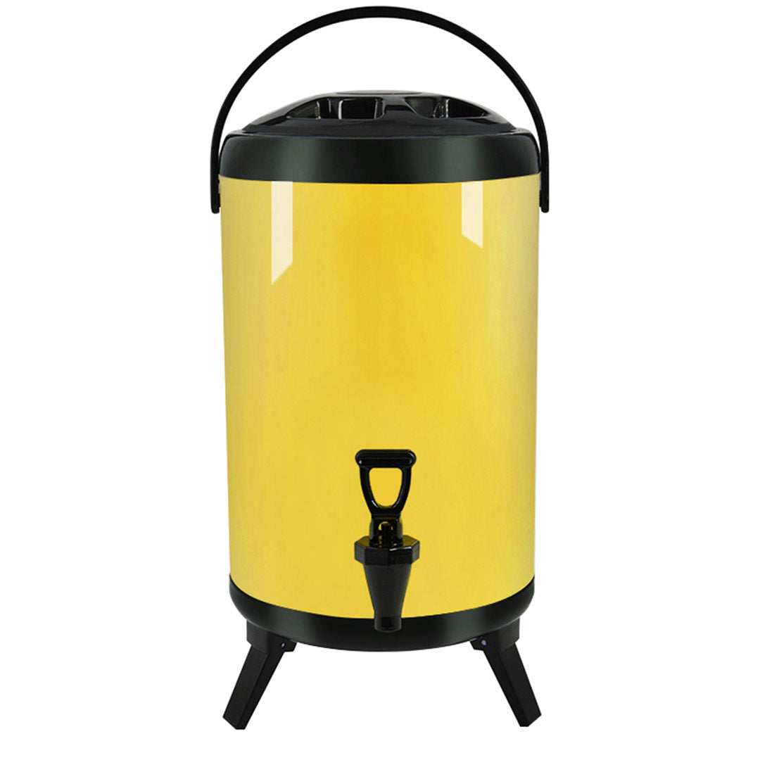 Premium 18L Stainless Steel Insulated Milk Tea Barrel Hot and Cold Beverage Dispenser Container with Faucet Yellow - image1