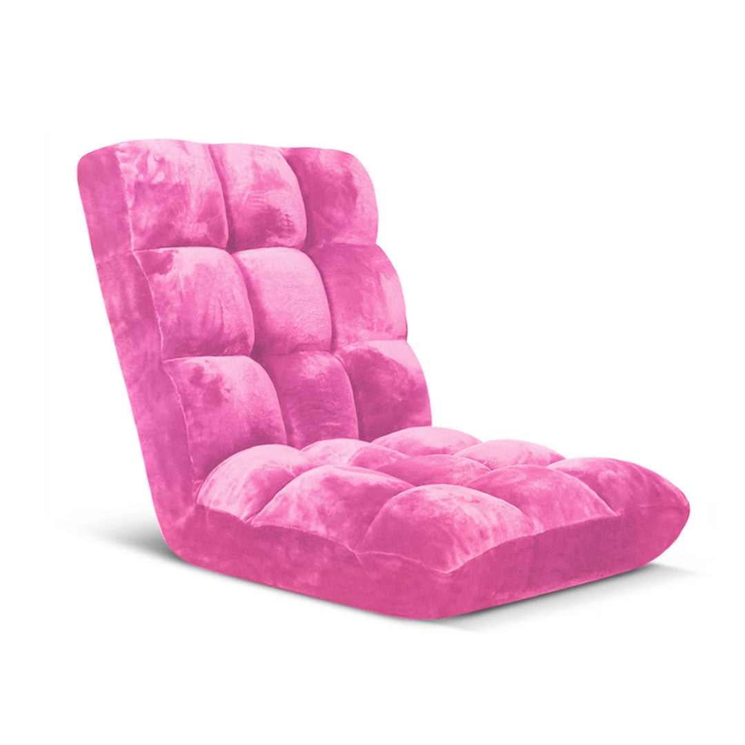 Premium Floor Recliner Folding Lounge Sofa Futon Couch Folding Chair Cushion Light Pink - image1