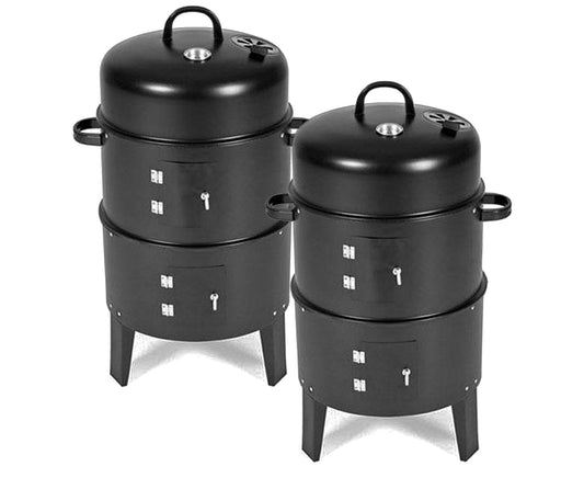 Premium 2X 3 in 1 Barbecue Smoker Outdoor Charcoal BBQ Grill Camping Picnic Fishing - image1