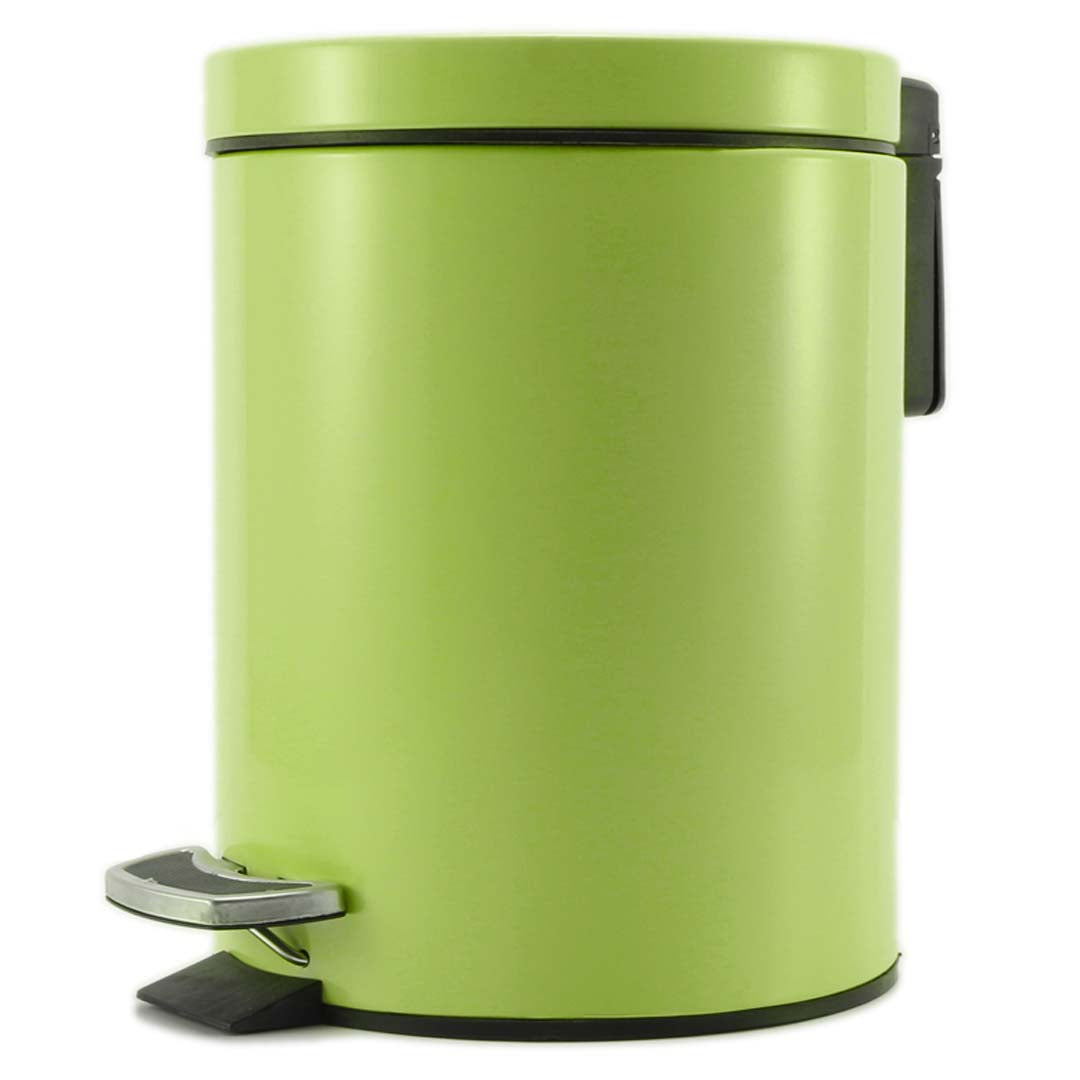 Premium Foot Pedal Stainless Steel Rubbish Recycling Garbage Waste Trash Bin Round 12L Green - image1