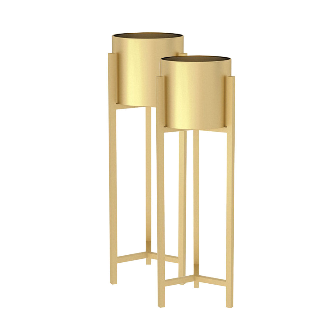 Premium 2X 90cm Gold Metal Plant Stand with Flower Pot Holder Corner Shelving Rack Indoor Display - image1