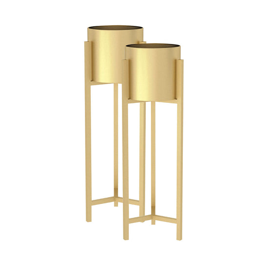 Premium 2X 90cm Gold Metal Plant Stand with Flower Pot Holder Corner Shelving Rack Indoor Display - image1