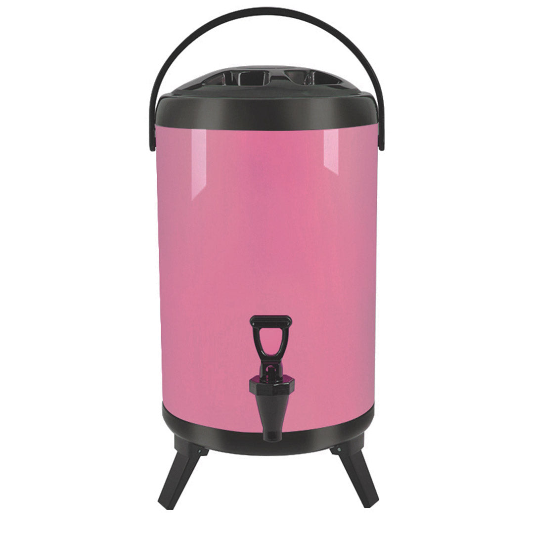 Premium 18L Stainless Steel Insulated Milk Tea Barrel Hot and Cold Beverage Dispenser Container with Faucet Pink - image1