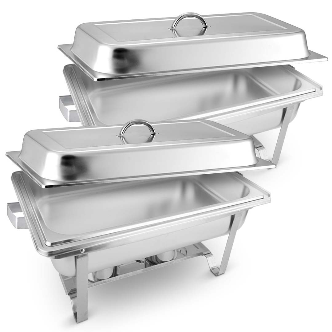 Premium 2X 9L Stainless Steel Chafing Food Warmer Catering Dish Full Size - image1