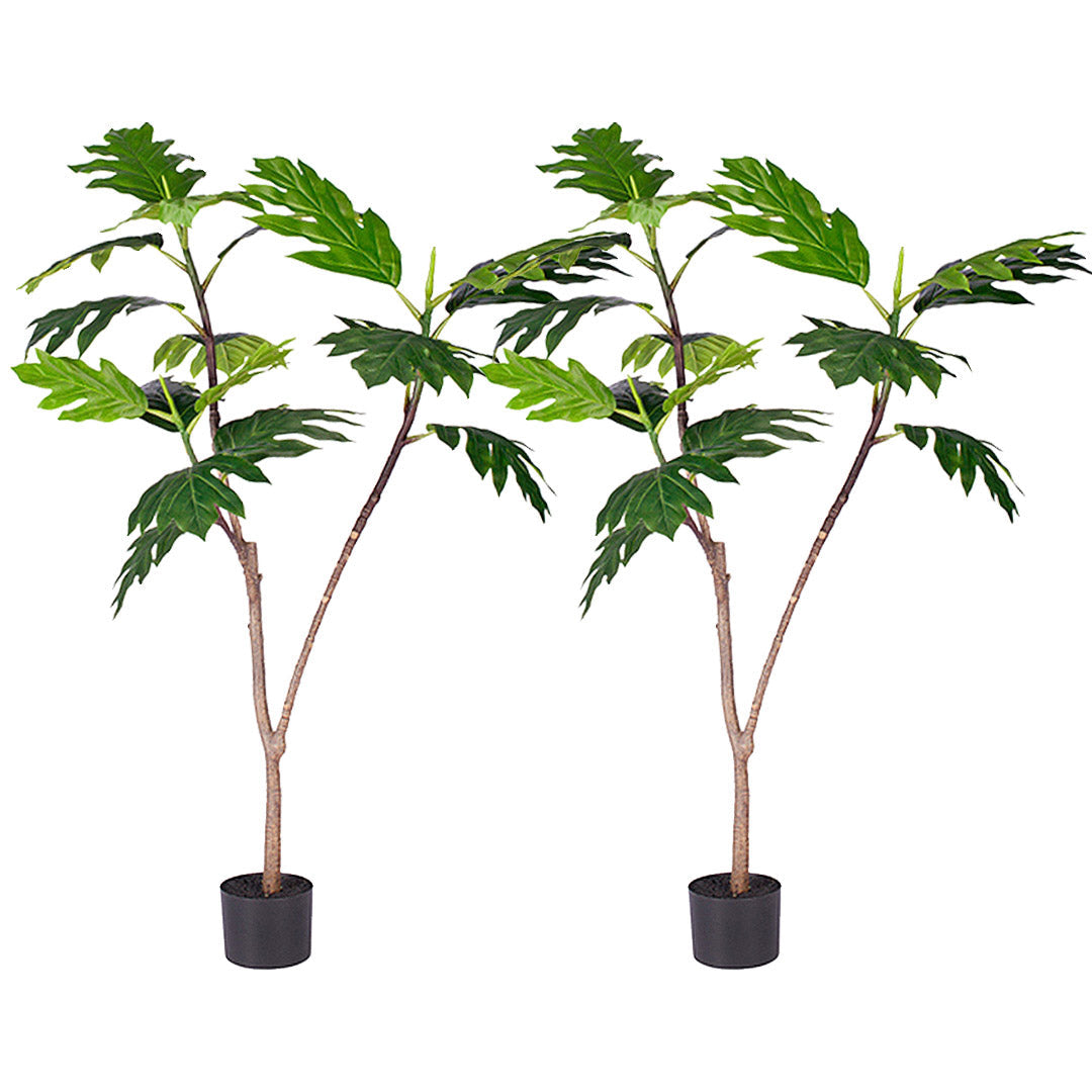 Premium 2X 120cm Artificial Natural Green Split-Leaf Philodendron Tree Fake Tropical Indoor Plant Home Office Decor - image1