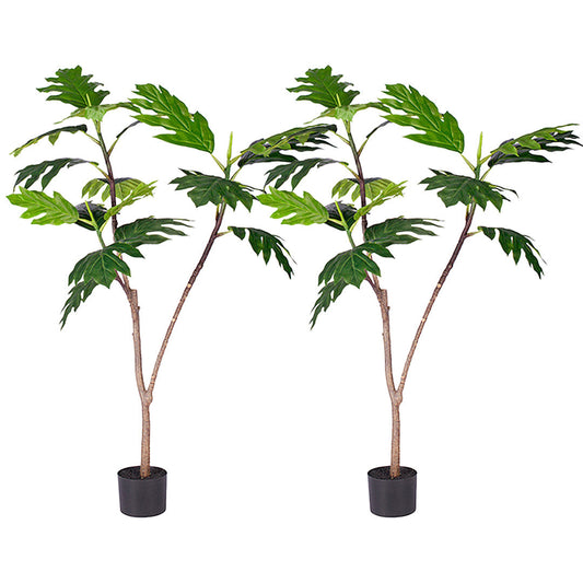 Premium 2X 120cm Artificial Natural Green Split-Leaf Philodendron Tree Fake Tropical Indoor Plant Home Office Decor - image1