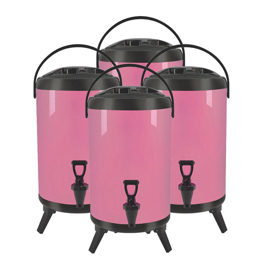 Premium 4X 18L Stainless Steel Insulated Milk Tea Barrel Hot and Cold Beverage Dispenser Container with Faucet Pink - image1