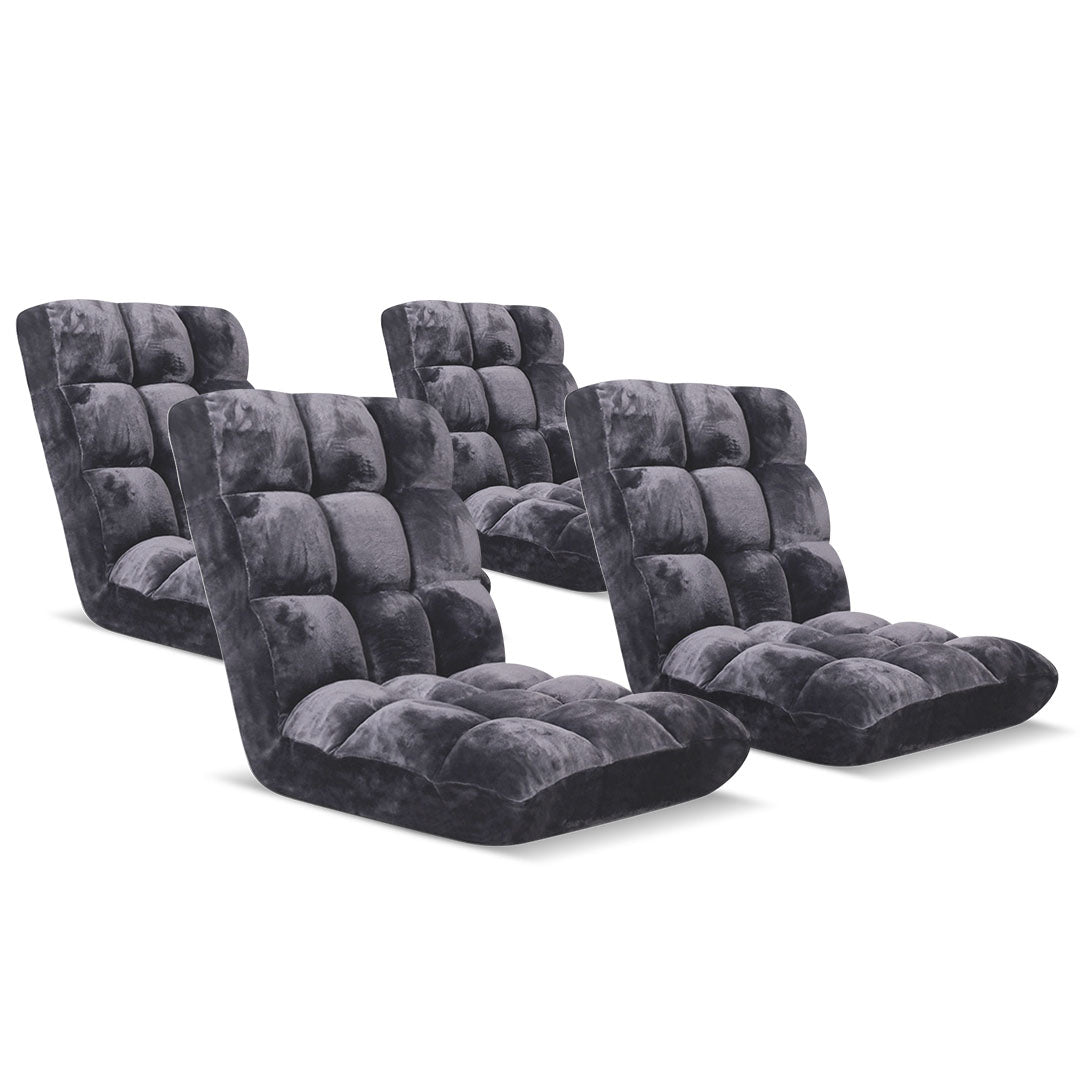 Premium Floor 4x Recliner Folding Lounge Sofa Futon Couch Folding Chair Cushion Grey - image1