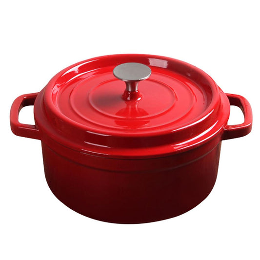 Premium Cast Iron Enamel Porcelain Stewpot Casserole Stew Cooking Pot With Lid 3.6L Red 24cm - image1