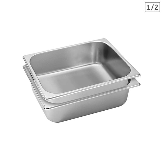 Premium 2X Gastronorm GN Pan Full Size 1/2 GN Pan 10cm Deep Stainless Steel Tray - image1