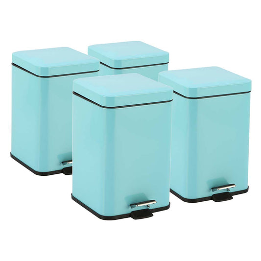 Premium 4X Foot Pedal Stainless Steel Rubbish Recycling Garbage Waste Trash Bin Square 6L Blue - image1