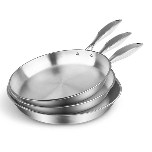 Premium 3X Stainless Steel Fry Pan Frying Pan Top Grade Induction Skillet Cooking FryPan - image1