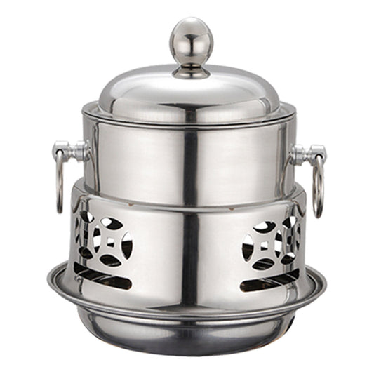 Premium Stainless Steel Mini Asian Buffet Hot Pot Single Person Shabu Alcohol Stove Burner with Lid - image1