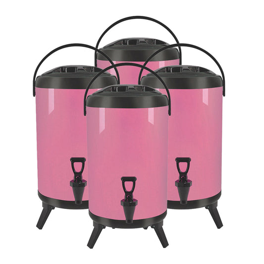 Premium 4X 12L Stainless Steel Insulated Milk Tea Barrel Hot and Cold Beverage Dispenser Container with Faucet Pink - image1