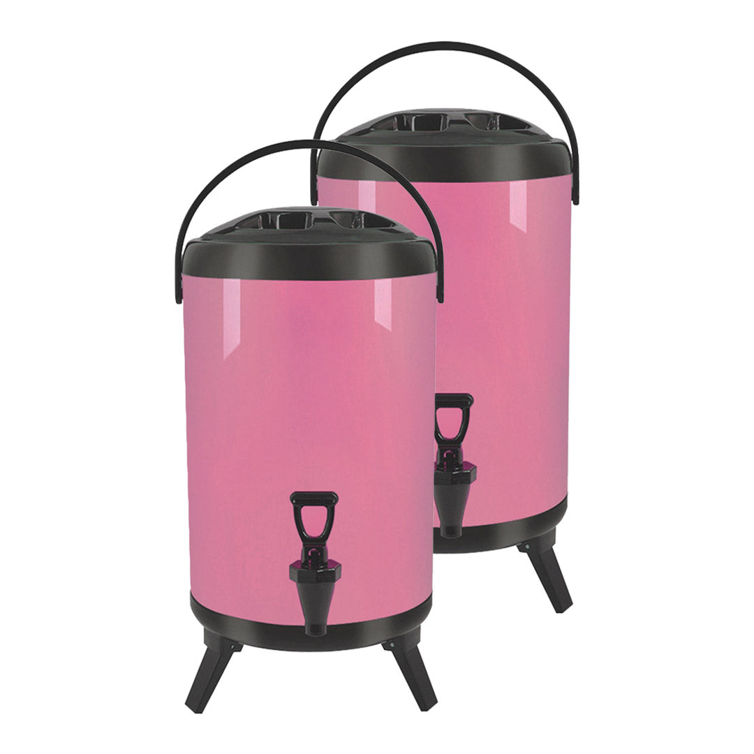 Premium 2X 12L Stainless Steel Insulated Milk Tea Barrel Hot and Cold Beverage Dispenser Container with Faucet Pink - image1