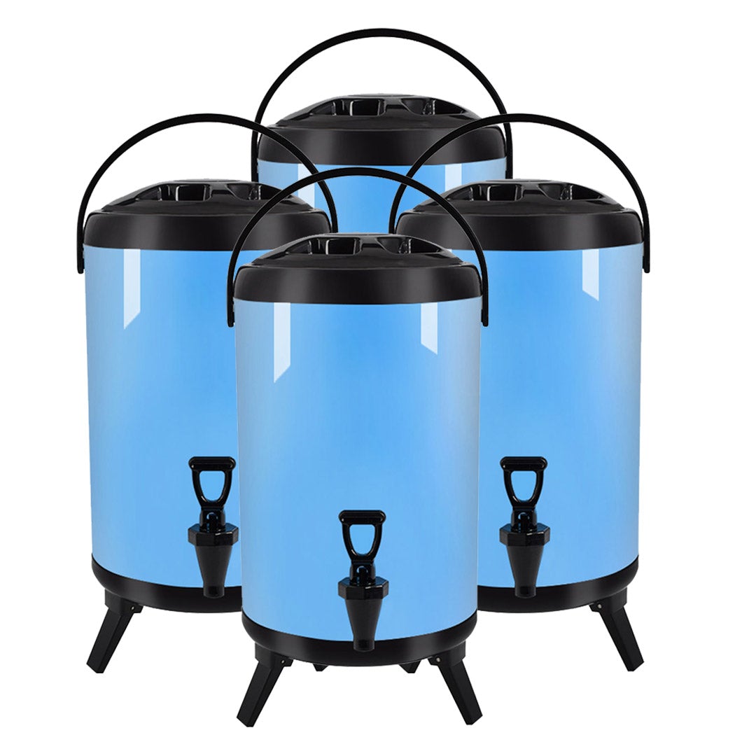 Premium 4X 18L Stainless Steel Insulated Milk Tea Barrel Hot and Cold Beverage Dispenser Container with Faucet Blue - image1