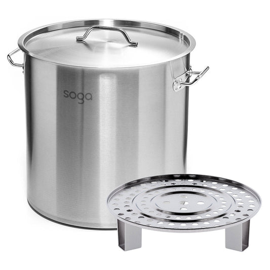 Premium 50L Stainless Steel Stock Pot with One Steamer Rack Insert Stockpot Tray - image1