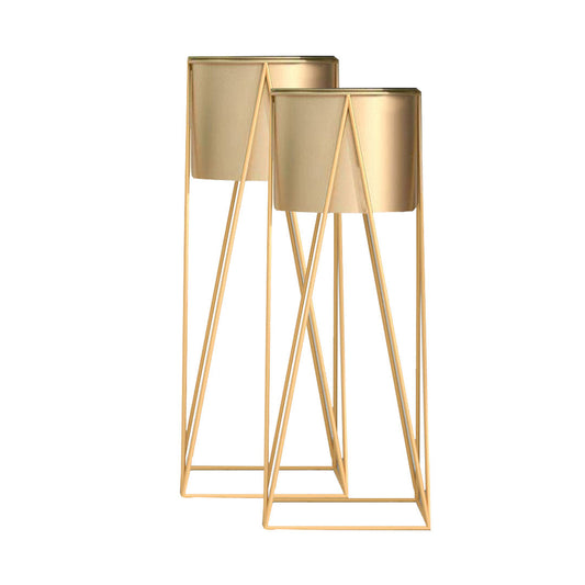 Premium 2X 70cm Gold Metal Plant Stand with Gold Flower Pot Holder Corner Shelving Rack Indoor Display - image1