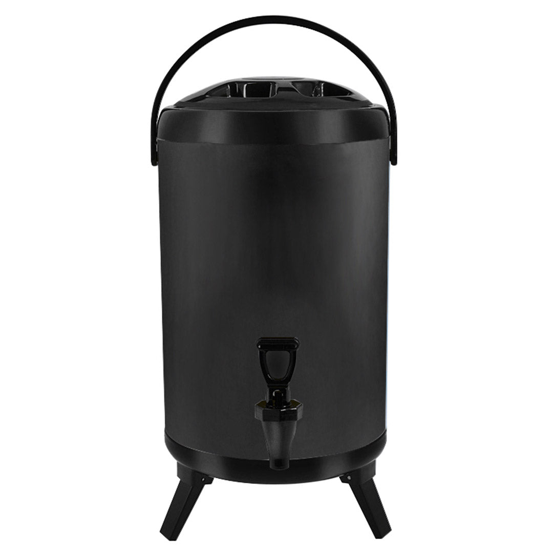 12L Stainless Steel Insulated Milk Tea Barrel Hot and Cold Beverage Dispenser Container with Faucet Black - image1