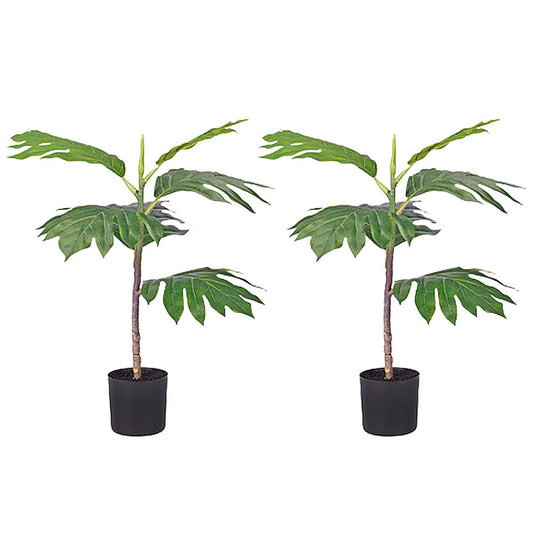 Premium 2X 60cm Artificial Natural Green Split-Leaf Philodendron Tree Fake Tropical Indoor Plant Home Office Decor - image1